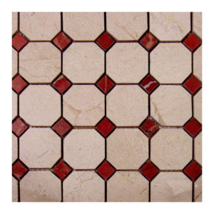 Cream Marfil+Rojo Allicante Octagon 2"x2" Mosaic